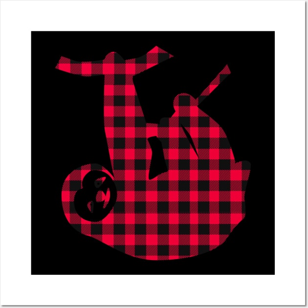 Sloth Red Buffalo Plaid Ugly Christmas Xmas Wall Art by tobzz